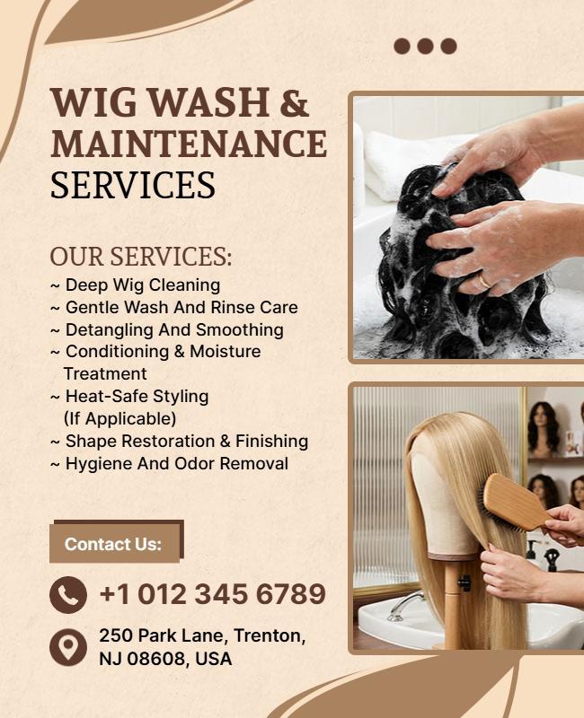Wig Wash and Maintenance Services Poster Template
