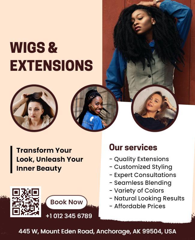 Wigs and Hair Extensions Service Flyer Template