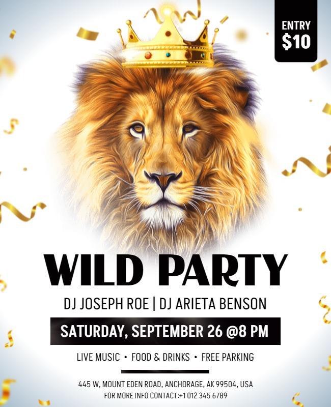 Wild Lion Theme Party Event Flyer Template