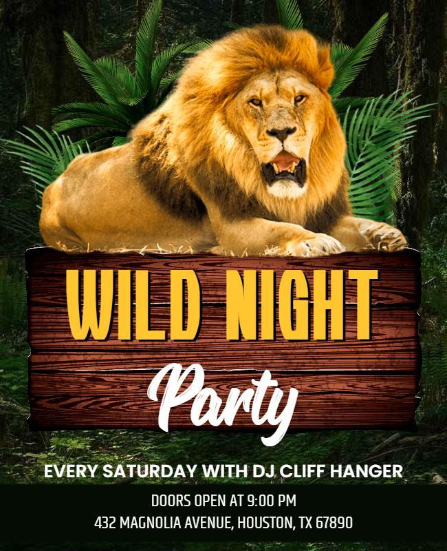 Wild Night Jungle Party Flyer Template