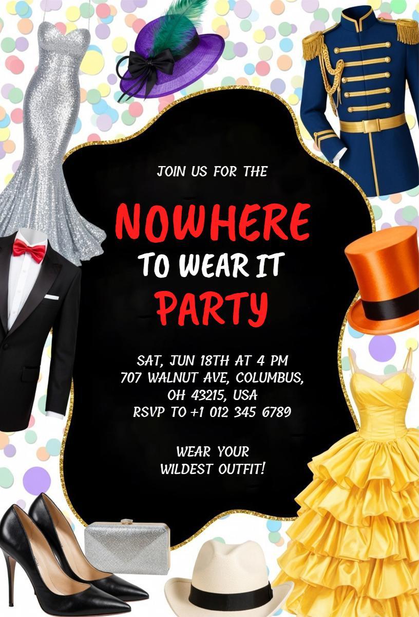 Wild Outfit Celebration Nowhere to Wear It Party Invitation Template