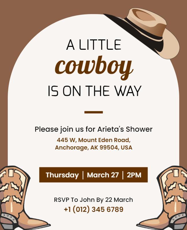 Wild West Themed Baby Shower Flyer Template