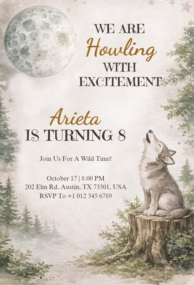 Wild Wolf Adventure Safari Birthday Celebration Invitation Template