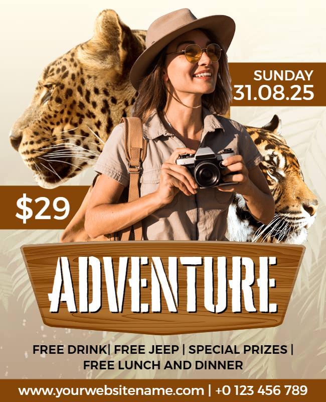 Wildlife Adventure Safari Experience Poster Template