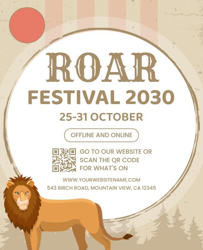 Wildlife Themed Roar Festival Flyer Template