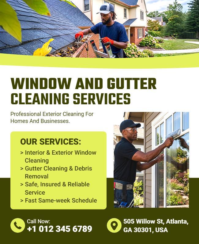 Window and Gutter Cleaning Services Flyer Template