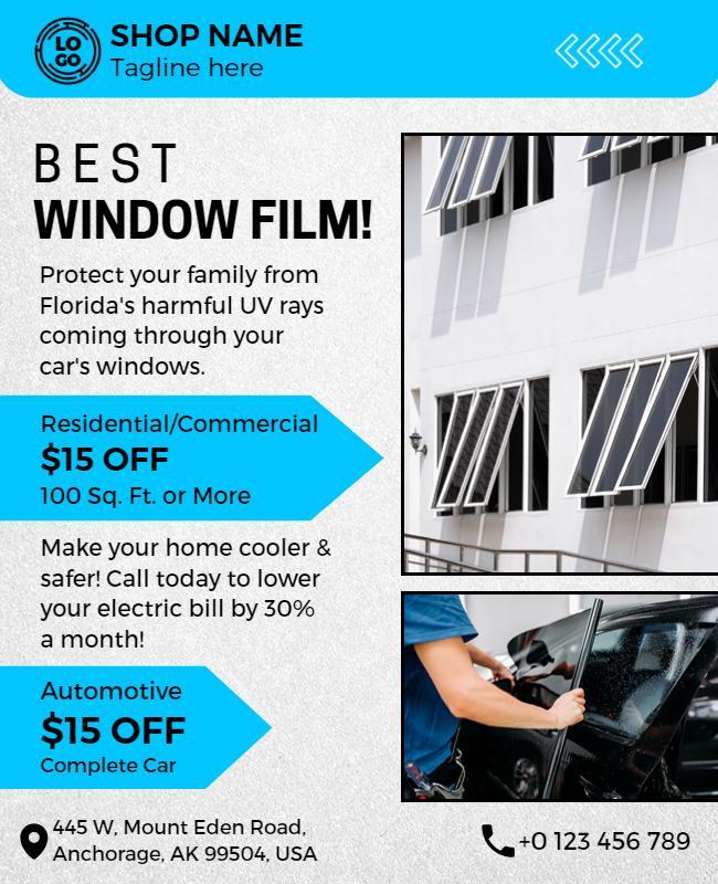 Window Film Installation Discount Flyer Template