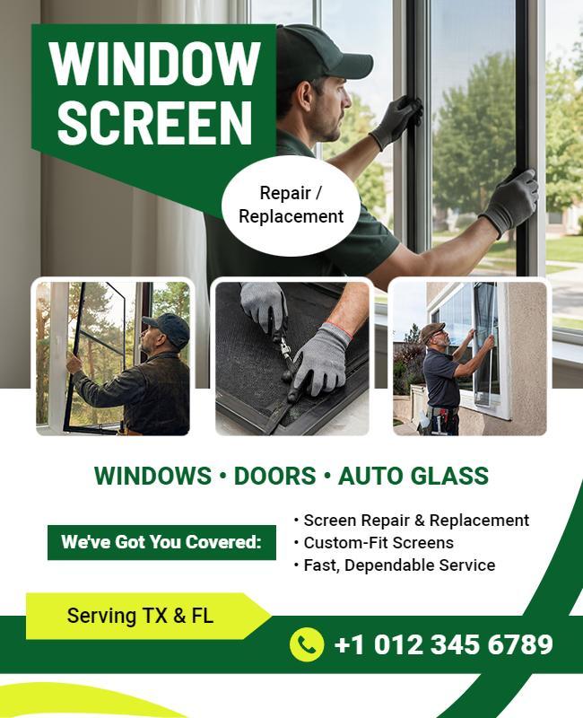 Window Screen Repair Service Flyer Template