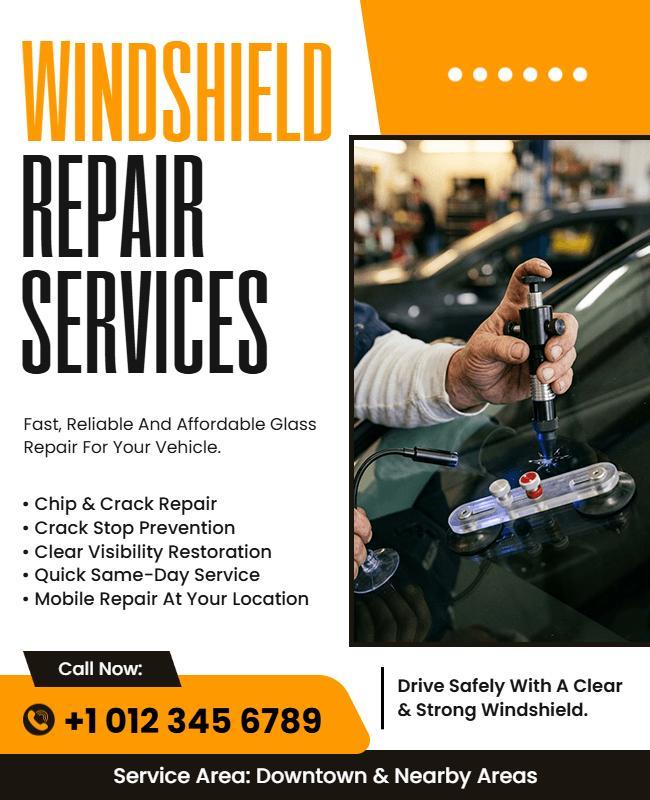 Windshield Repair Services Flyer Template