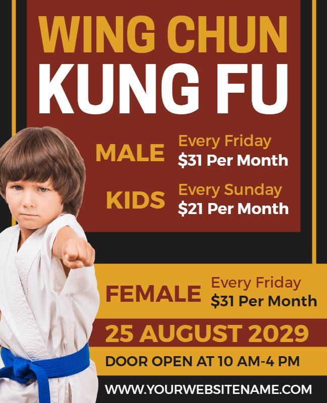 Wing Chun Kung Fu Training Class Flyer Template