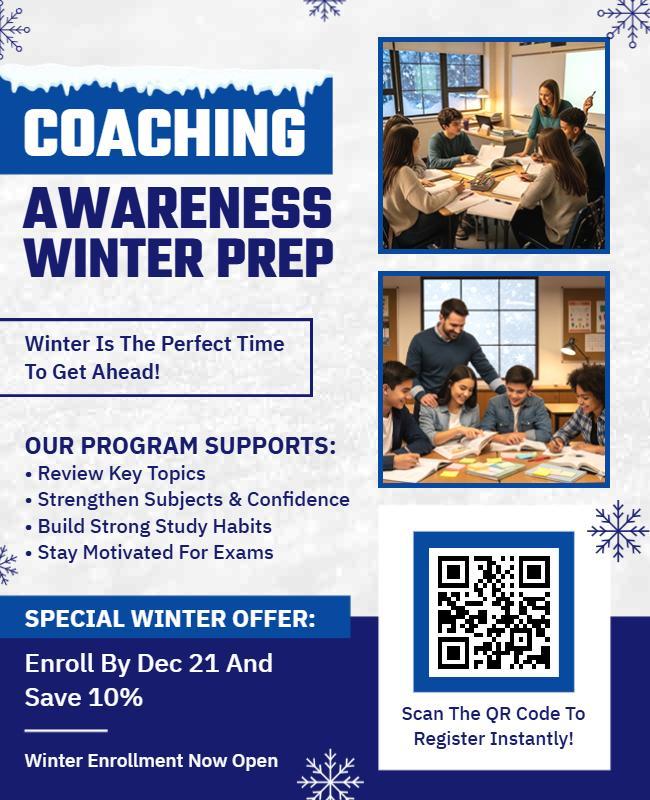 Winter Academic Coaching Awareness Program Flyer Template