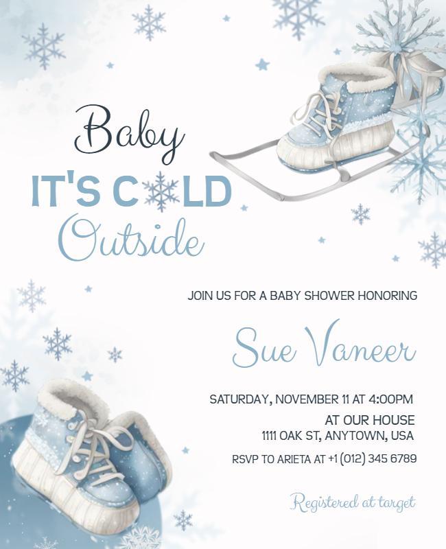 Winter Baby Shower Invitation Flyer Template