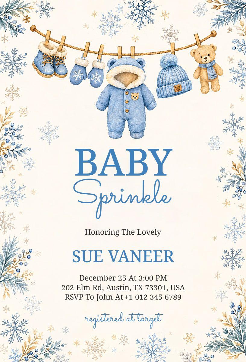 Winter Baby Sprinkle Celebration Invitation Template