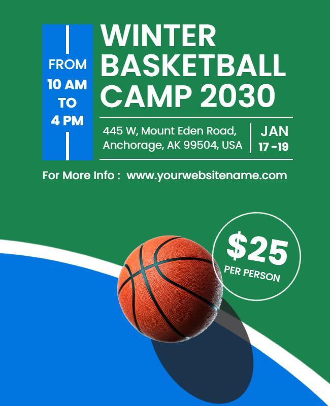 Winter Basketball Sports Camp Flyer Template