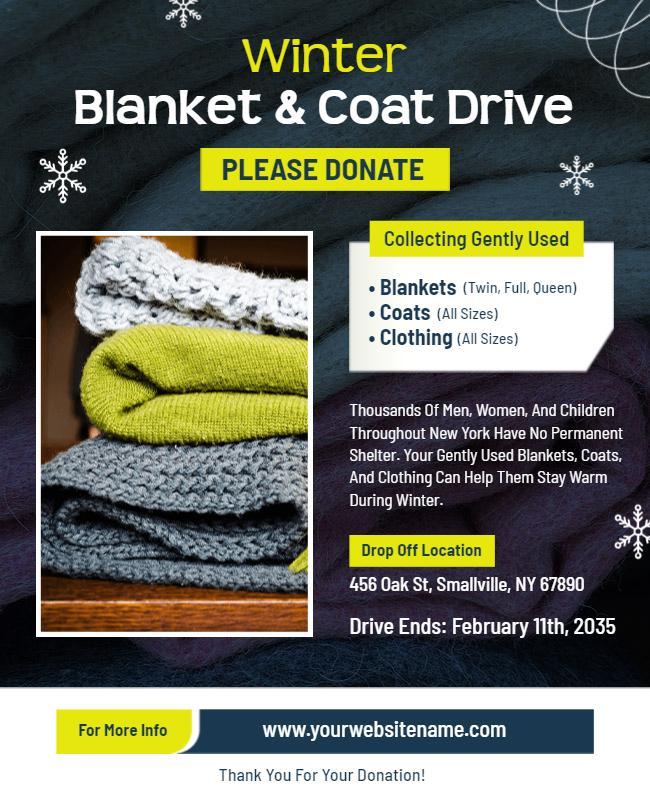 Winter Blanket and Coat Donation Drive Flyer Template