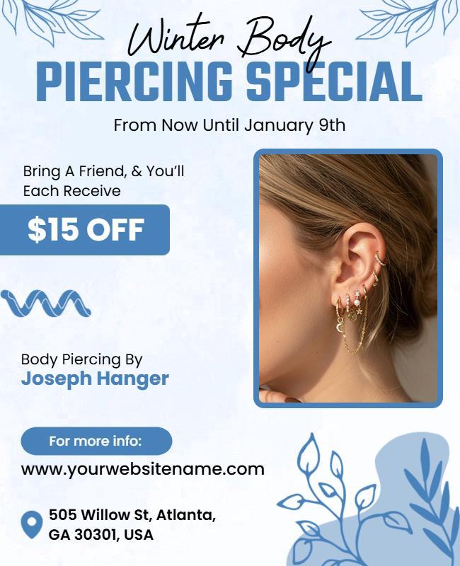 Winter Body Piercing Special Discount Flyer Template