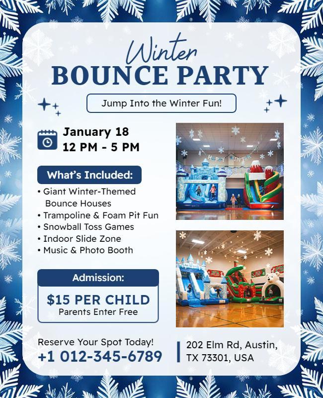 Winter Bounce Party Event Flyer Template