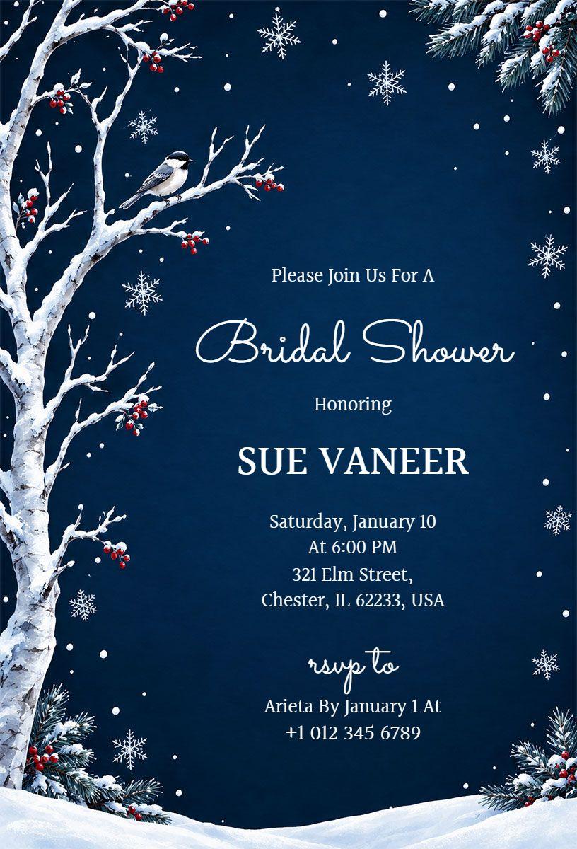 Winter Bridal Shower Celebration Invitation Template