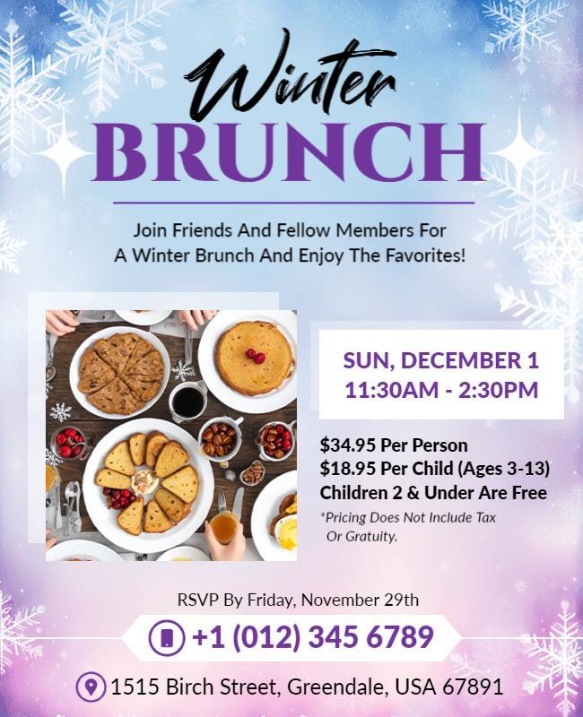 Winter Brunch Event Invitation Flyer Template