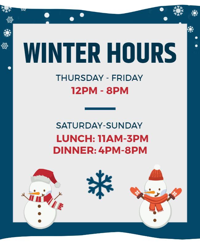 Winter Business Hours Announcement Flyer Template