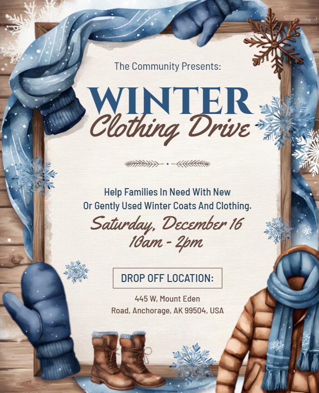 Winter Clothing Drive Charity Event Flyer Template