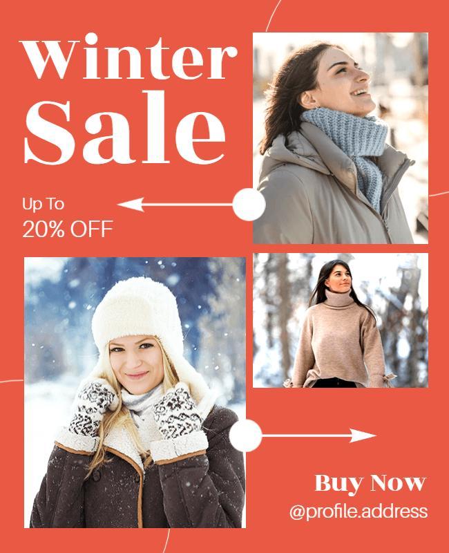 Bright Orange Winter Sale Fashion Flyer Template