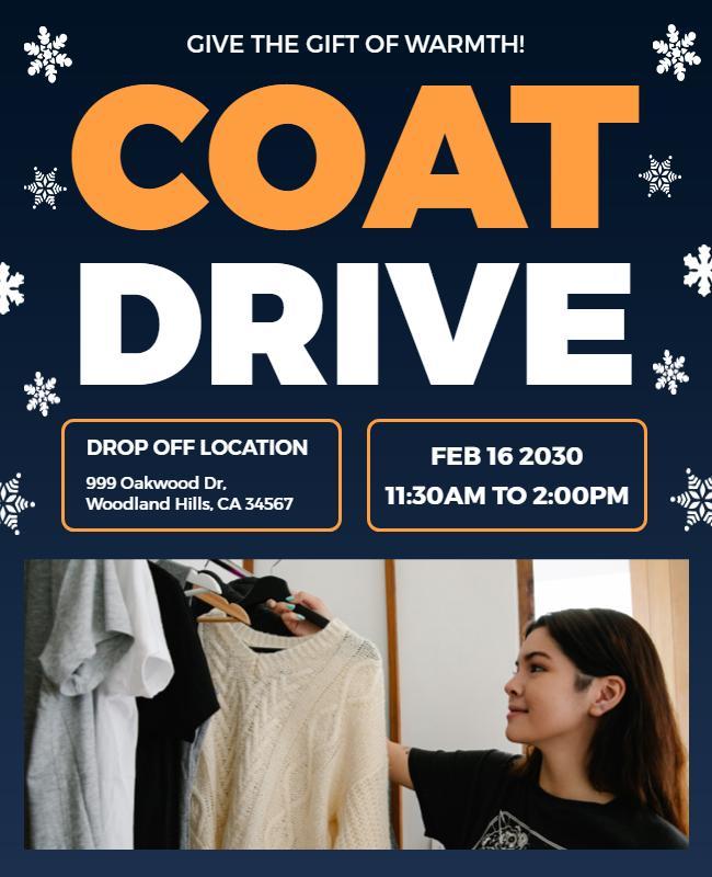 Bold Winter Coat Drive Donation Event Flyer Template