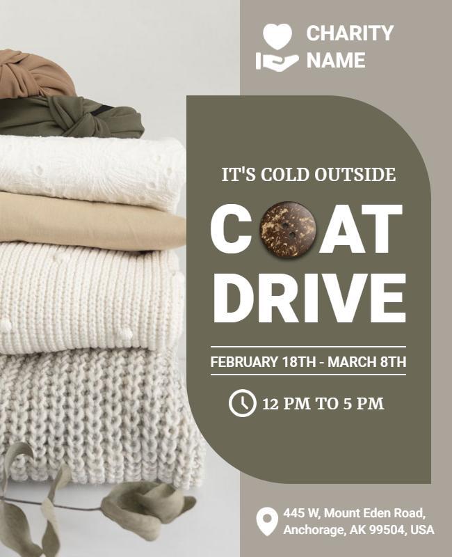 Cozy Neutral Tone Sweater Coat Drive Flyer Template