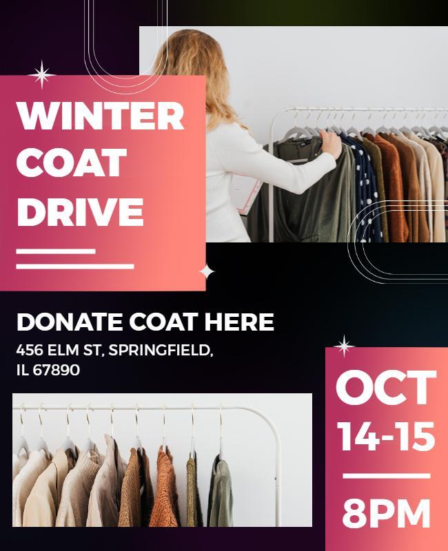 Vibrant Winter Coat Drive Donation Event Flyer Template