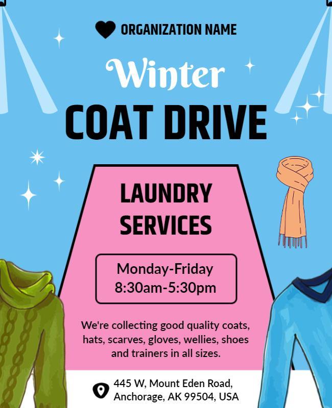 Winter Themed Coat Drive Donation Event Flyer Template