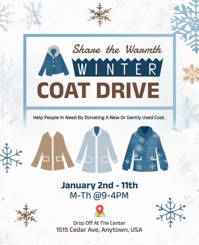 Winter Coat Drive Donation Flyers Template