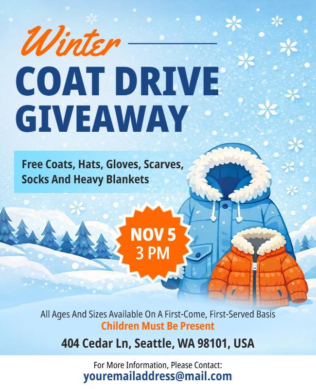 Winter Coat Drive Giveaway Flyer Template