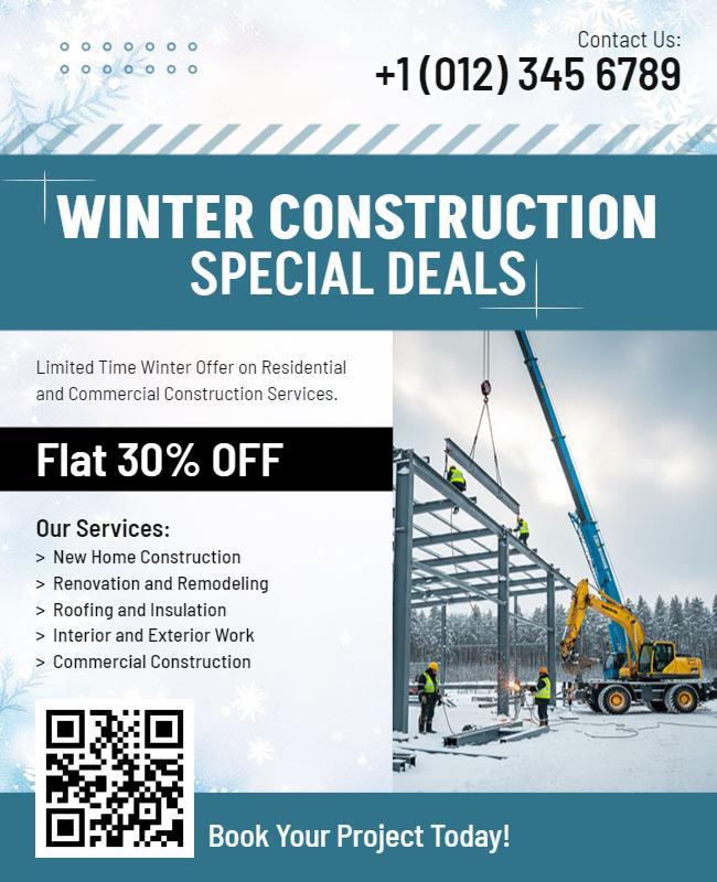 Winter Construction Special Offers Flyer Template