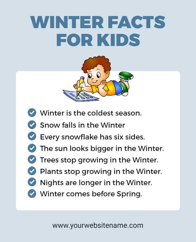 Winter Educational Facts for Kids Flyer Template