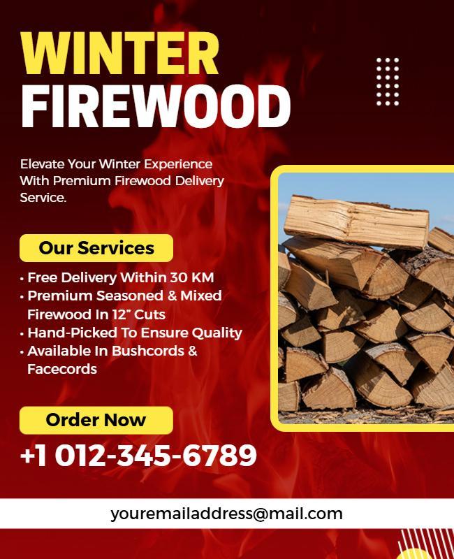 Winter Firewood Delivery Service Flyer Template