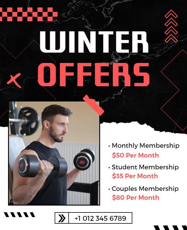 Winter Gym Membership Promotion Flyer Template