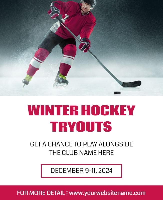 Winter Hockey Tryouts Promotional Flyer Template