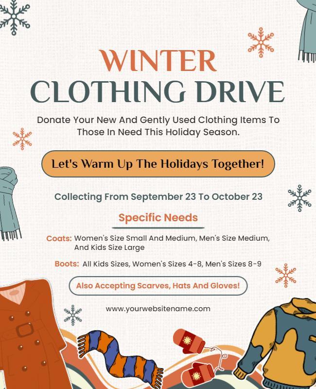 Winter Holiday Clothing Donation Drive Flyer Template