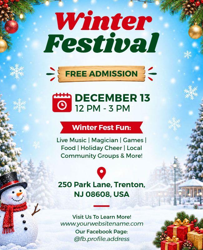 Winter Holiday Festival with Live Music Flyer Template