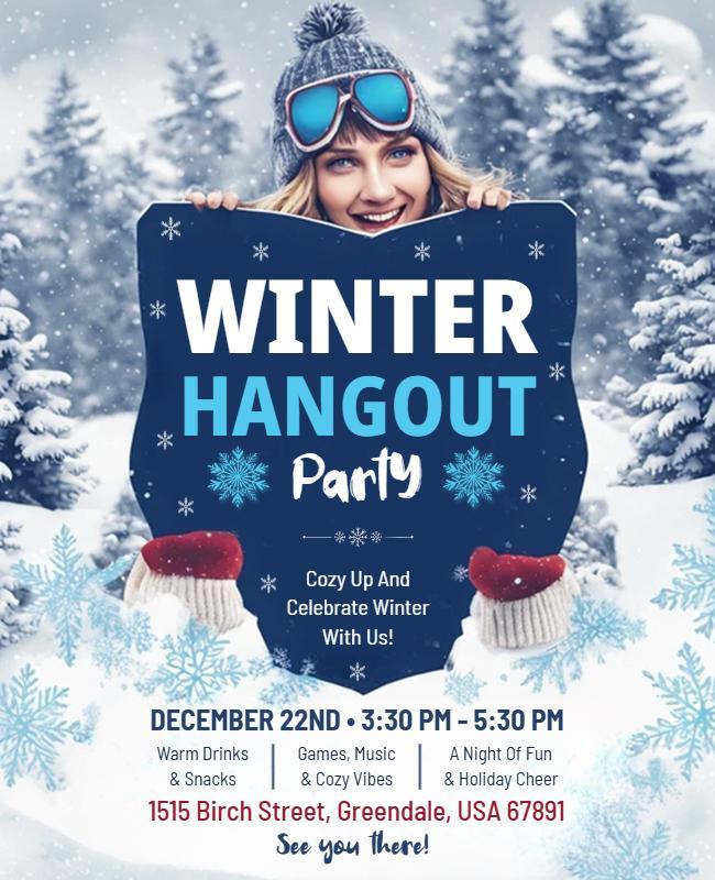 Winter Holiday Hangout Party Flyer Template