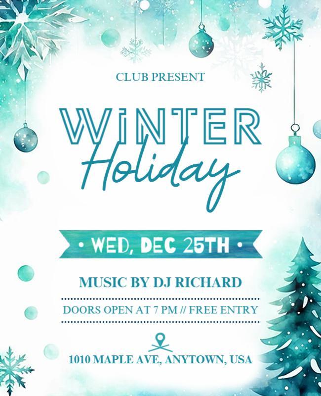 Winter Holiday Party Celebration Flyer Template