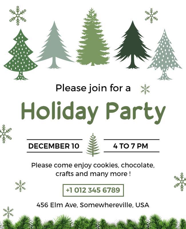 Festive Green Winter Holiday Party Flyer Template