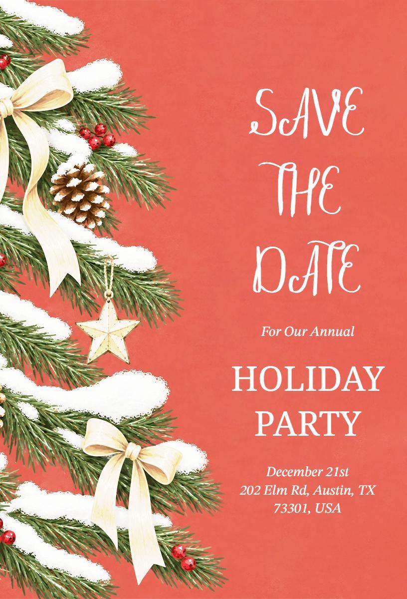 Winter Holiday Party Save the Date Invitation Template