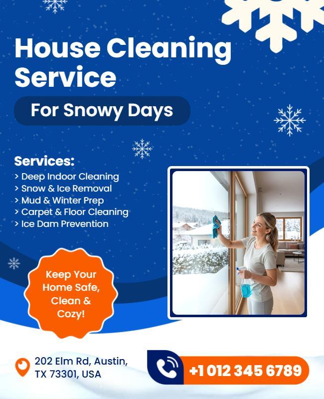 Winter House Cleaning Service Promotion Flyer Template