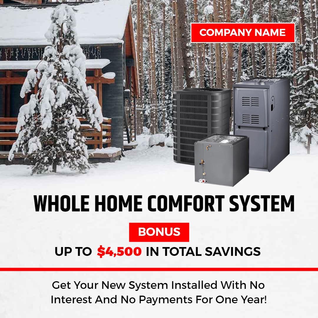 Winter HVAC Solutions for Whole Home Comfort System Ad Template
