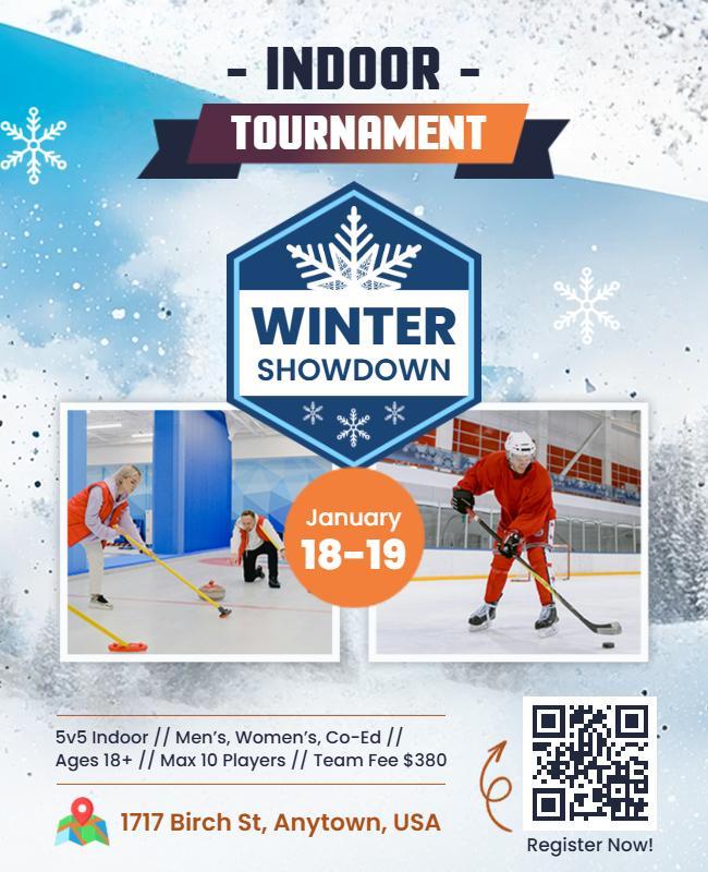 Winter Indoor Hockey Tournament Flyer Template