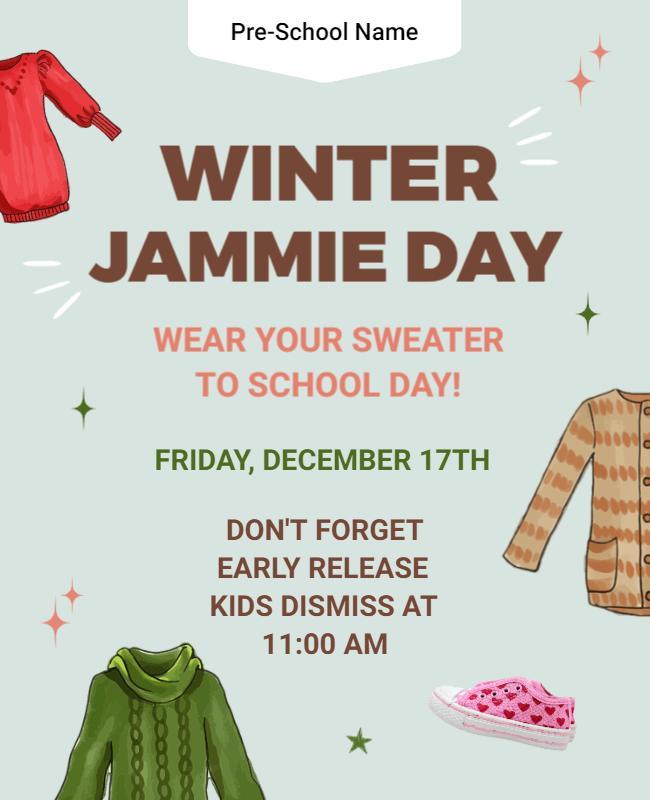 Winter Jammie Day School Event Flyer Template