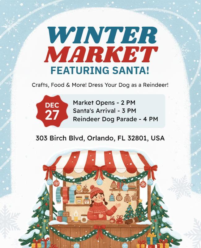Winter Market Event Featuring Santa Flyer Template