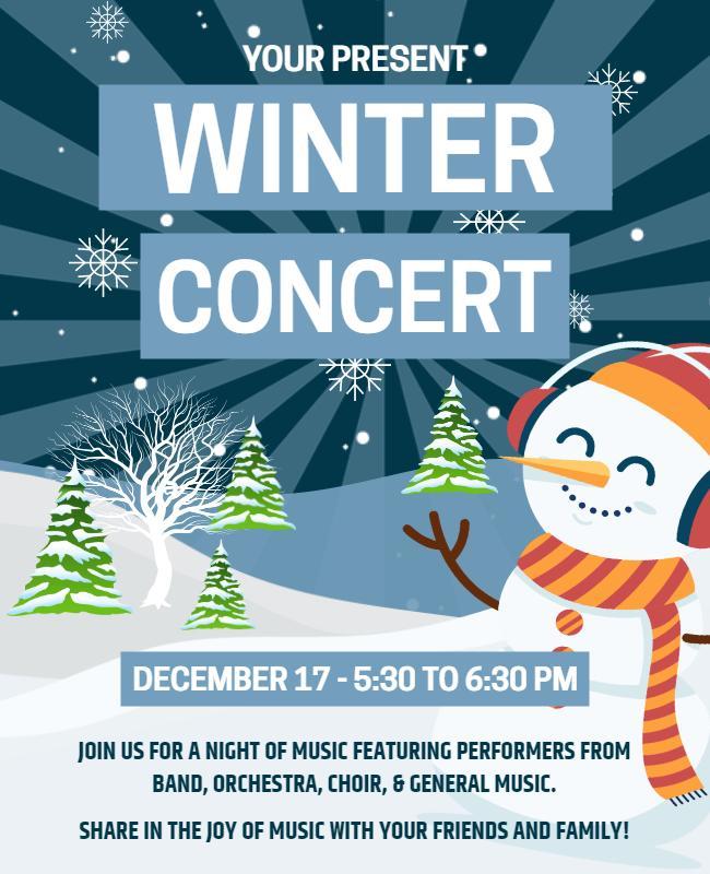 Playful Snowy Winter Concert Celebration Flyer Template