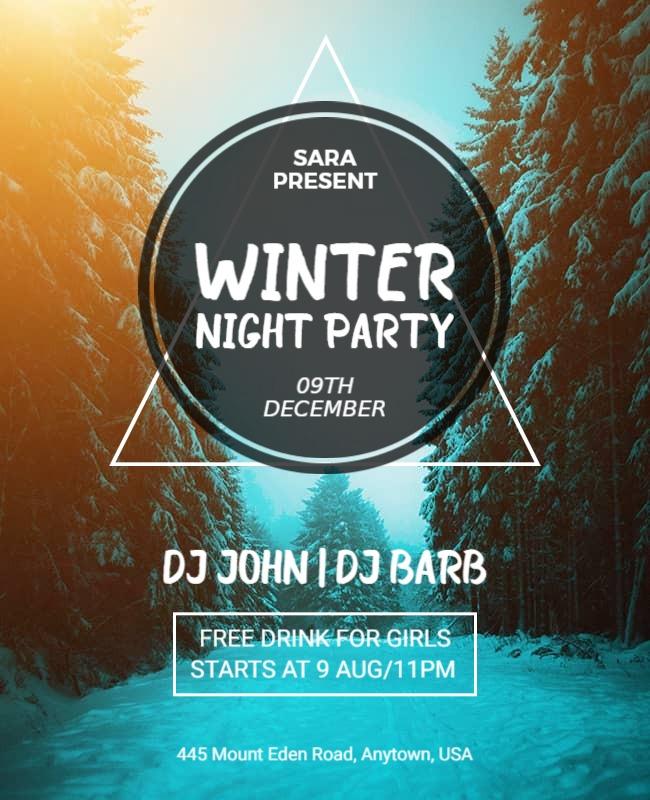 Winter Night Dj Party Event Flyer Template